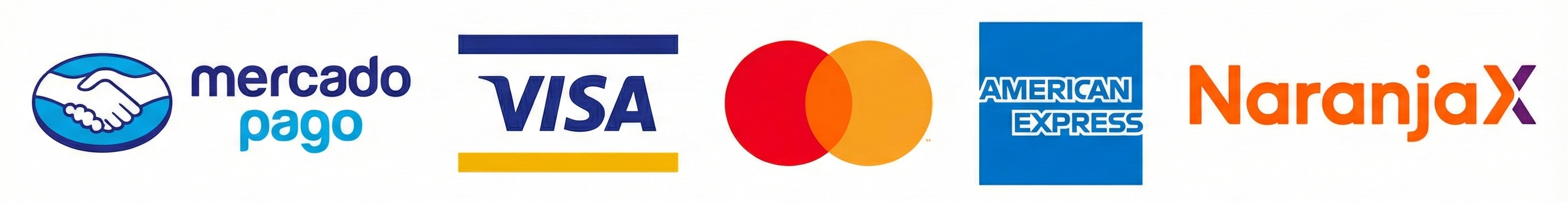 Medios de pago: Mercado Pago, Visa, Mastercard, Naranja X